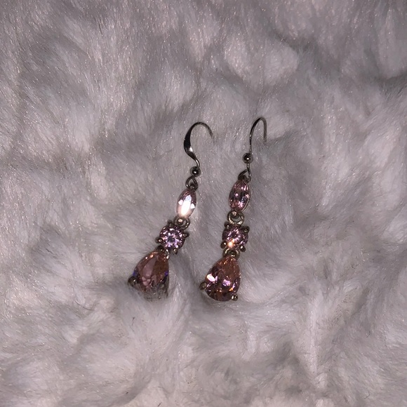 Pink crystal drop earrings (fish hooks backings) - Picture 1 of 1